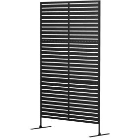 Decorative Privacy Fence Screen, Metal Outdoor Privacy Screen Climbing Plant Trellis with Stand, 78" H x 48" W, Black