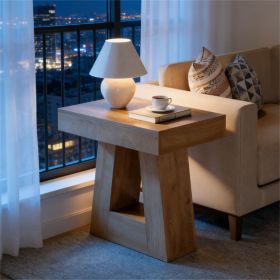 Tea table, modern side table with trapezoidal base, sofa table