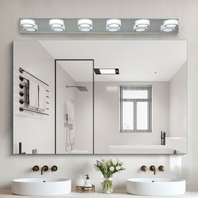 45" Modern 6-Light LED Vanity Light, Sleek Chrome Bathroom Wall Light Fixture for Mirror, Shower, and Bathroom Decor