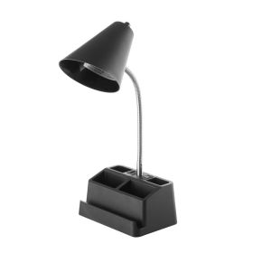 15" Organizer Desk Lamp, Black, with USB Port and AC Outlet