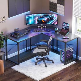 51 Inch Reversible L Shaped Desk, Gaming Desk, Home Office Desk, Carbon Fiber Black