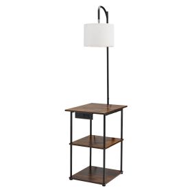 Floor Lamp with Table, Narrow 3-Tier End Table with Open Shelves & 3 Color Temperature Lighting