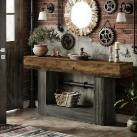 Wooden Console Table, Farmhouse 2-Tier Sofa Table Entryway Table