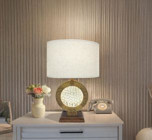 28" Antique polyresin Table Lamp WITH FLOATING CRYSTAL DECOR ON CENTER