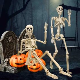 2 Pack 36"Halloween Skeleton - 3 ft Life Size Human Skeleton with Full Body Posable Joints Plastic Skeleton for Halloween Skeletons Decor Yard Pa