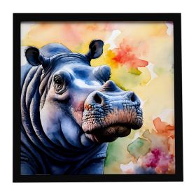 Hippopotamus Framed Metal Print Bathroom, Kitchen, Office, Home Decor Wall Art Ready to Hang, Square, 8X8