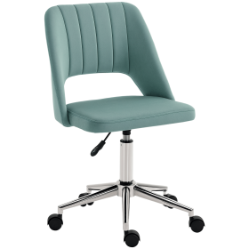 Mid Back Office Chair Velvet Fabric Swivel Scallop Shape Computer Desk Chair, Green