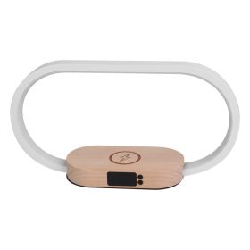 1 Set Bedside Table Lamp Touch Control Lamp With Clock Wireless Charging LED Desk Lamp Dimmable Nightstand Reading Lamp (Option: White)