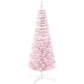 5 Decorated Christmas Tree Snow Flocked Artificial Christmas Tree with Pencil Shape, Realistic Branches, Pink (Option: Pink-950x180x210 mm)