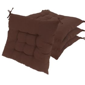4Pcs Chair Cushion Pads Pillow 17.72x17.72x2.37in Soft Tie On Square Sitting Mats For Home Office Car Sitting Travel(Thickened) (Option: ProBrown)