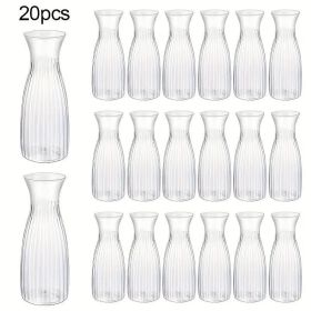 20-Piece Value Set Of Ribbed Plastic Vases Clear Design, Perfect For DIY Floral Arrangements & Various Bouquets  Versatile Decor Essential For Ho (Option: 20Pcs)