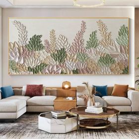 Handmade Oil Painting Abstract Flowers Landscape Oil Painting On Canvas Original Minimalist Green Floral Texture Painting Wall Art Modern Living (style: 01, size: 40x80cm)