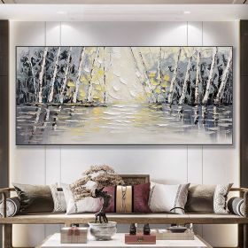 Hand Painted Oil Painting Forest Oil Painting on Canvas Living room Wall Decor Textured Wall Art Abstract Landscape Art Modern Nature Painting Cu (style: 01, size: 60x120cm)