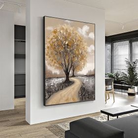 Hand Painted Oil Painting Abstract Blooming Tree Landscape Oil Painting On Canvas Nature Forest Wall Art Original Autumn Forest Landscape Art Liv (style: 01, size: 100X150cm)