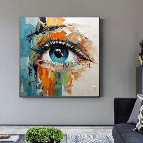 Hand Painted Oil Painting Palette Knife Eye painting Modern decorative painting Extra abstract wall art Oversized wall art face painting Bedroom (style: 01, size: 120x120cm)