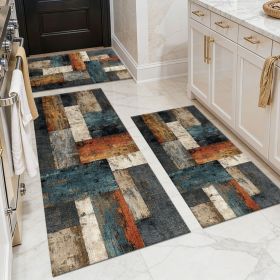 Three-piece kitchen rug set, non-slip and washable, abstract pattern kitchen hallway rug, soft and comfortable, suitable for sinks, floors, entra (Main Material: Polyester, Main Color: White)