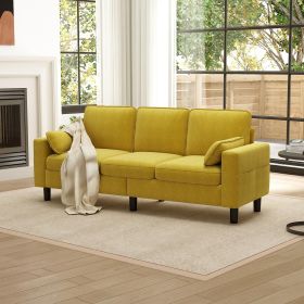 PPL 3-Seater Sofa Chair - 78" Modern Accent Chairs with Arms & Cushions, Living Room Couch with Side Pocket (Color: Mustard)