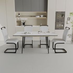 47"-63" expandable dining table set for 2-6 people (Color: White)
